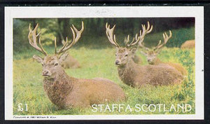Staffa 1981 Deer imperf souvenir sheet (£1 value) unmounted mint