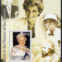 Westpoint Island (Falkland Islands) 2002 A Tribute to the Woman of the Century #1 Queen Mother perf souvenir sheet unmounted mint (Also shows Diana, Einstein, Walt Disney & Akbert Schweitzer). Note this item is privately produced ……Details Below