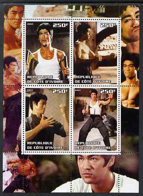 Ivory Coast 2004 Bruce Lee perf sheetlet containing 4 values unmounted mint. Note this item is privately produced and is offered purely on its thematic appeal