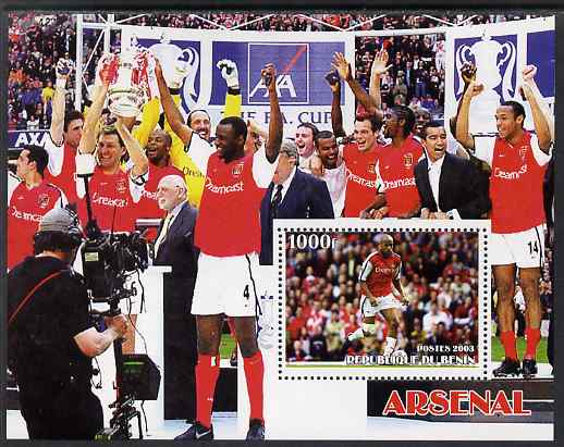 Benin 2003 Arsenal Football Club perf m/sheet unmounted mint. Note this item is privately produced and is offered purely on its thematic appeal