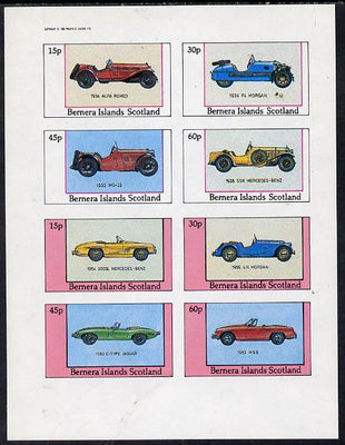 Bernera 1982 Sports Cars (1934 Alfa Romeo, Morgan, MG-12, etc) imperf,set of 8 values (15p to 60p) unmounted mint
