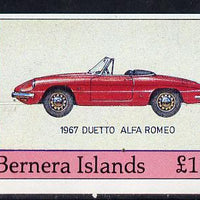 Bernera 1982 Sports Cars (1967 Alfa Romeo) imperf souvenir sheet (£1.25 value) unmounted mint