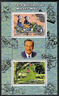 Somalia 2004 75th Birthday of Mickey Mouse #21 - Motorcycle & Dragon perf sheetlet containing 2 values plus label, unmounted mint