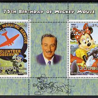 Somalia 2004 75th Birthday of Mickey Mouse #24 - Volunteer Observer & Photographer perf sheetlet containing 2 values plus label, unmounted mint
