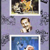 Benin 2004 75th Birthday of Mickey Mouse - Lady & the Tramp imperf sheetlet containing 2 values plus label, unmounted mint