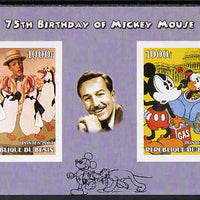 Benin 2004 75th Birthday of Mickey Mouse - Penguins from Mary Poppins & Mickey in Oil Crisis imperf sheetlet containing 2 values plus label, unmounted mint