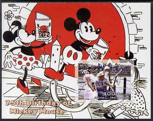 Somalia 2003 75th Birthday of Mickey Mouse #8 - Mickey & Minnie Mouse on See-saw imperf s/sheet unmounted mint
