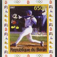 Benin 2007 Baseball #07 individual imperf deluxe sheet with Olympic Rings & Disney Character unmounted mint. Note this item is privately produced and is offered purely on its thematic appeal