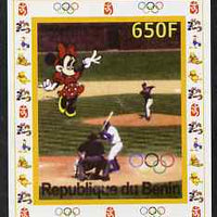 Benin 2007 Baseball #08 individual imperf deluxe sheet with Olympic Rings & Disney Character unmounted mint. Note this item is privately produced and is offered purely on its thematic appeal