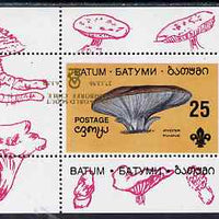 Batum 1998 World Scout Jamboree opt on 1994 Fungi 25k individual perf deluxe sheet with opt in gold inverted