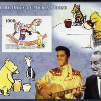 Benin 2003 75th Birthday of Mickey Mouse - Winnie the Pooh #2 (also shows Elvis & Walt Disney) imperf m/sheet unmounted mint