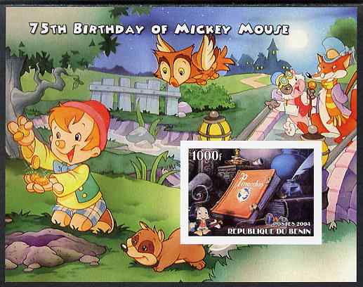 Benin 2004 75th Birthday of Mickey Mouse - Pinocchio imperf m/sheet unmounted mint