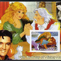 Benin 2003 75th Birthday of Mickey Mouse - Beauty & The Beast #2 (also shows Elvis & Walt Disney) imperf m/sheet unmounted mint