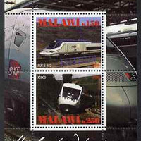 Malawi 2009 High Speed Trains #2 perf sheetlet containing 2 values (AVE S-102 and X2000) unmounted mint