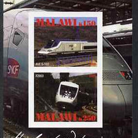 Malawi 2009 High Speed Trains #2 imperf sheetlet containing 2 values (AVE S-102 and X2000) unmounted mint
