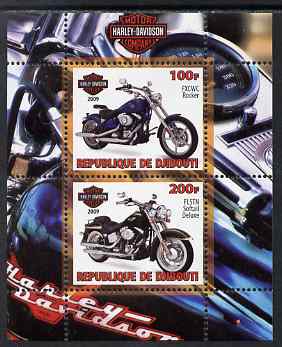 Djibouti 2009 Harley Davidson Motorcycles #1 perf sheetlet containing 2 values unmounted mint