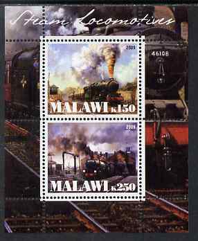 Malawi 2009 Steam Locomotives #1 perf sheetlet containing 2 values unmounted mint