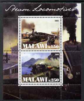 Malawi 2009 Steam Locomotives #2 perf sheetlet containing 2 values unmounted mint