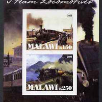 Malawi 2009 Steam Locomotives #2 imperf sheetlet containing 2 values unmounted mint