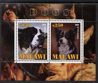 Malawi 2009 Dogs #2 perf sheetlet containing 2 values (St Bernard & Border Collie) unmounted mint