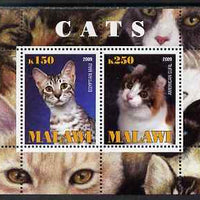 Malawi 2009 Cats #1 perf sheetlet containing 2 values (Egyptian Mau & American Curl) unmounted mint