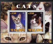 Malawi 2009 Cats #1 perf sheetlet containing 2 values (Egyptian Mau & American Curl) unmounted mint