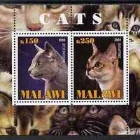 Malawi 2009 Cats #2 perf sheetlet containing 2 values (Russian Blue & Singapore) unmounted mint