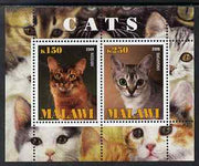 Malawi 2009 Cats #3 perf sheetlet containing 2 values (Abyssin & Singapore) unmounted mint