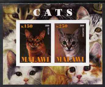 Malawi 2009 Cats #3 imperf sheetlet containing 2 values (Abyssin & Singapore) unmounted mint