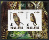 Malawi 2009 Owls #1 imperf sheetlet containing 2 values unmounted mint