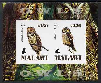 Malawi 2009 Owls #1 imperf sheetlet containing 2 values unmounted mint