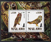 Malawi 2009 Owls #2 perf sheetlet containing 2 values unmounted mint