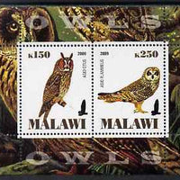 Malawi 2009 Owls #2 perf sheetlet containing 2 values unmounted mint