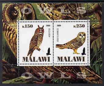Malawi 2009 Owls #2 perf sheetlet containing 2 values unmounted mint