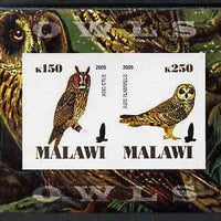 Malawi 2009 Owls #2 imperf sheetlet containing 2 values unmounted mint