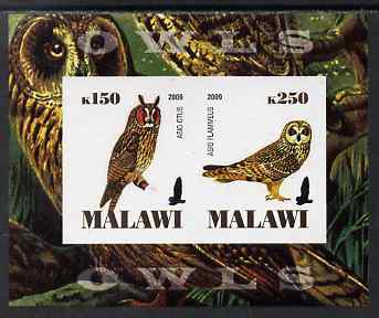 Malawi 2009 Owls #2 imperf sheetlet containing 2 values unmounted mint