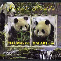 Malawi 2009 Giant Pandas perf sheetlet containing 2 values unmounted mint