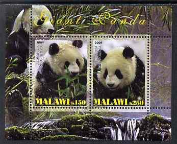 Malawi 2009 Giant Pandas perf sheetlet containing 2 values unmounted mint