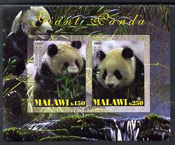 Malawi 2009 Giant Pandas imperf sheetlet containing 2 values unmounted mint