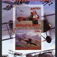 Djibouti 2009 Classic Aircraft imperf sheetlet containing 2 values (Fokker DR-1 & Albatros) unmounted mint