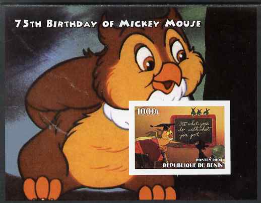 Benin 2004 75th Birthday of Mickey Mouse - Wise Old Owl imperf m/sheet unmounted mint