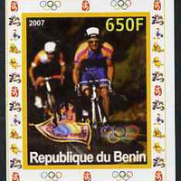 Benin 2007 Cycling #2 - individual imperf deluxe sheet with Olympic Rings & Disney Character unmounted mint. Note this item is privately produced and is offered purely on its thematic appeal