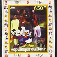 Benin 2007 Football #1 - individual imperf deluxe sheet with Olympic Rings & Disney Character unmounted mint. Note this item is privately produced and is offered purely on its thematic appeal