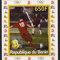 Benin 2007 Football #2 - individual imperf deluxe sheet with Olympic Rings & Disney Character unmounted mint. Note this item is privately produced and is offered purely on its thematic appeal