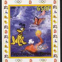 Benin 2007 Water Polo #1 - individual imperf deluxe sheet with Olympic Rings & Disney Character unmounted mint. Note this item is privately produced and is offered purely on its thematic appeal