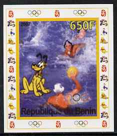 Benin 2007 Water Polo #1 - individual imperf deluxe sheet with Olympic Rings & Disney Character unmounted mint. Note this item is privately produced and is offered purely on its thematic appeal