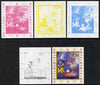 Benin 2007 Water Polo #1 - individual deluxe sheet with Olympic Rings & Disney Character - the set of 5 imperf progressive proofs comprising the 4 individual colours plus all 4-colour composite, unmounted mint
