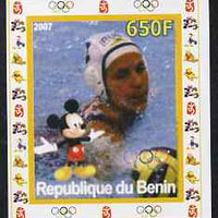 Benin 2007 Water Polo #2 - individual imperf deluxe sheet with Olympic Rings & Disney Character unmounted mint. Note this item is privately produced and is offered purely on its thematic appeal