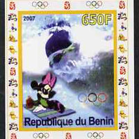 Benin 2007 Swimming #1 - individual imperf deluxe sheet with Olympic Rings & Disney Character unmounted mint. Note this item is privately produced and is offered purely on its thematic appeal
