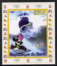 Benin 2007 Swimming #1 - individual imperf deluxe sheet with Olympic Rings & Disney Character unmounted mint. Note this item is privately produced and is offered purely on its thematic appeal